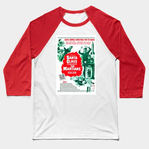 Santa Claus Conquers the Martians Baseball T-Shirt by Movie Vigilante
